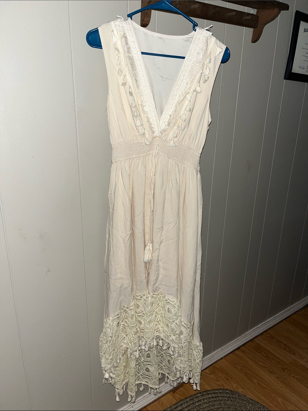 Women's Cream Boho Lace Maxi Dress